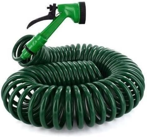 MantraRaj Infotech LTD. 15M 50FT Retractable Coil Hose Garden Spray Gun 5 Function Pipe Reel Nozzle
