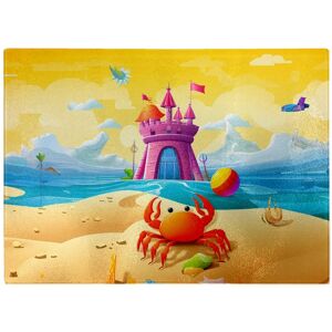 WRT Ltd Orange Crab On A Beach Holiday Glass Chopping Board WRT Ltd Orange Crab On A Beach Holiday Glass Chopping Board