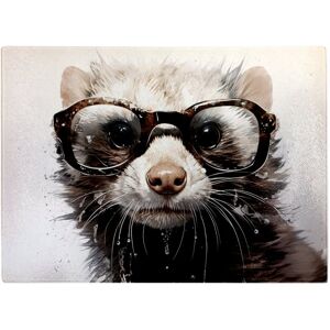 WRT Ltd Splashart Ferret With Glasses Glass Chopping Board WRT Ltd Splashart Ferret With Glasses Glass Chopping Board