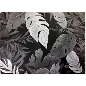 WRT Ltd Black White Tropical Leaves Glass Chopping Board WRT Ltd Black White Tropical Leaves Glass Chopping Board
