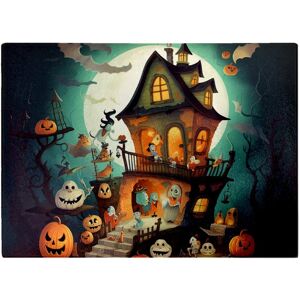 WRT Ltd Illustrations A Whimsical Haunted House Glass Chopping Board WRT Ltd Illustrations A Whimsical Haunted House Glass Chopping Board