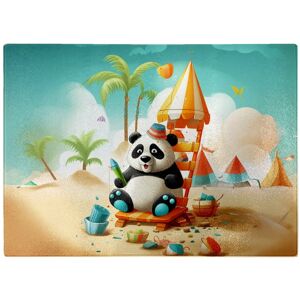WRT Ltd Panda On A Beach Holiday Glass Chopping Board WRT Ltd Panda On A Beach Holiday Glass Chopping Board
