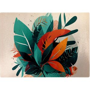 WRT Ltd Green Orange Tropical Leaves Glass Chopping Board WRT Ltd Green Orange Tropical Leaves Glass Chopping Board