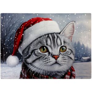 WRT Ltd Christmas Silver Tabby Glass Chopping Board WRT Ltd Christmas Silver Tabby Glass Chopping Board