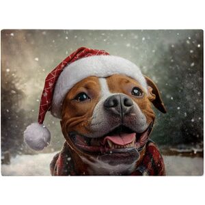 WRT Ltd Snowy Christmas Staffordshire Bull Terrier Glass Chopping Board WRT Ltd Snowy Christmas Staffordshire Bull Terrier Glass Chopping Board