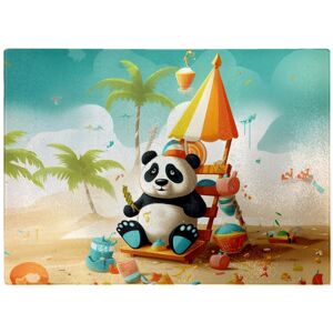 WRT Ltd Happy Panda On A Beach Holiday Glass Chopping Board WRT Ltd Happy Panda On A Beach Holiday Glass Chopping Board