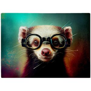 WRT Ltd Ferret With Glasses Splashart Glass Chopping Board WRT Ltd Ferret With Glasses Splashart Glass Chopping Board