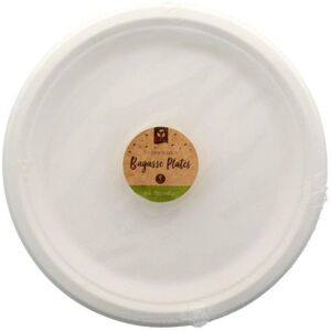 MantraRaj Infotech LTD. 4 Pk 26cm Biodegradable Plates DISPOSABLE TABLEWEAR Eco Friendly Plate Paper Wood Cutlery Party BBQ