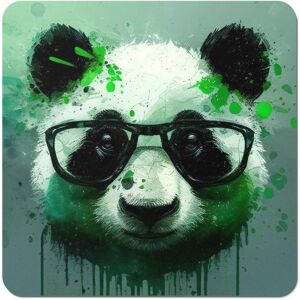 WRT Ltd Panda With Glasses, Green Splashart Coasters WRT Ltd Panda With Glasses, Green Splashart Coasters