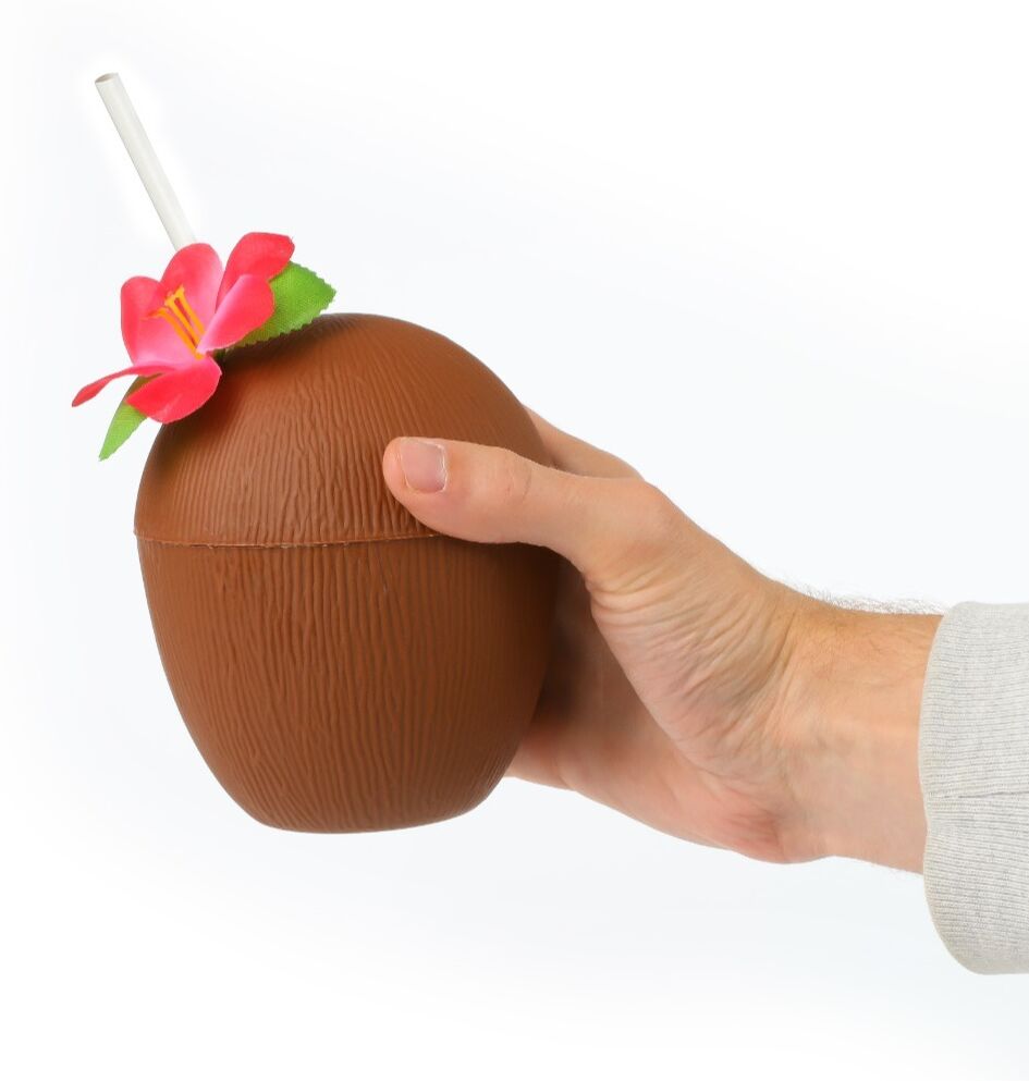 Love Trends Reusable Coconut Party Cups – Fun Tropical Drinkware for Summer, Hawaiian, Cocktail & Luau Celebrations - Pack of 6