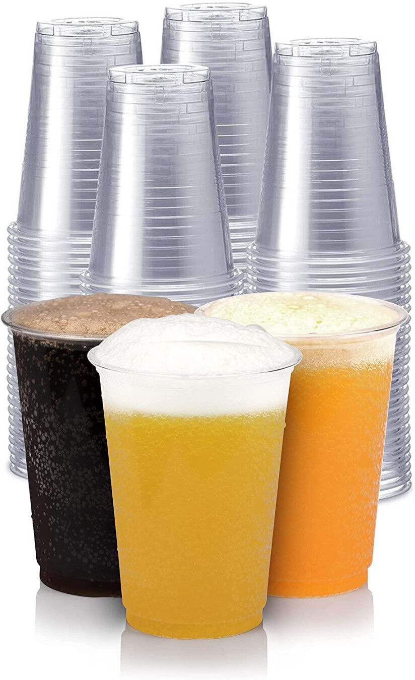 MantraRaj Infotech LTD. MantraRaj Heavy Duty Plastic Cups Strong Drinking Cup 1 Full Pint And Half Pint Clear PET Plastic Disposable Cups Pint Glasses Ideal Beer Cup Ice Coff