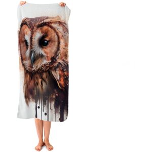 WRT Ltd Tawny Owl Face Splashart Light Background Beach Towel WRT Ltd Tawny Owl Face Splashart Light Background Beach Towel