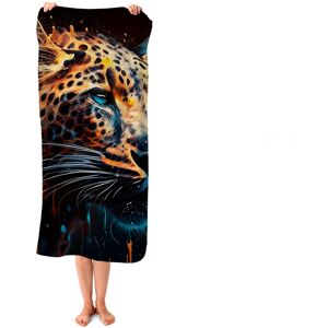 WRT Ltd Leapoard Face Splashart, Dark Background Beach Towel WRT Ltd Leapoard Face Splashart, Dark Background Beach Towel