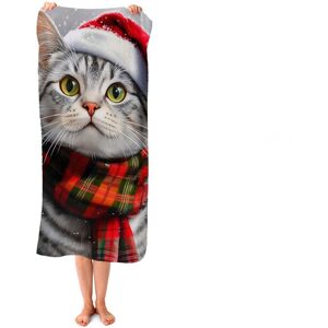 WRT Ltd Snowy Christmas Silver Tabby Beach Towel WRT Ltd Snowy Christmas Silver Tabby Beach Towel