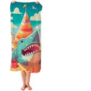 WRT Ltd Shark On A Beach Holiday Beach Towel WRT Ltd Shark On A Beach Holiday Beach Towel