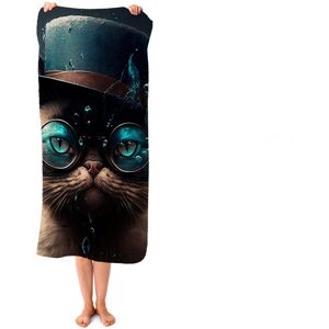 WRT Ltd Siamese Cat With Glasses Splashart Beach Towel WRT Ltd Siamese Cat With Glasses Splashart Beach Towel