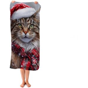 WRT Ltd Snowy Christmas Maine Coon Cat Beach Towel WRT Ltd Snowy Christmas Maine Coon Cat Beach Towel