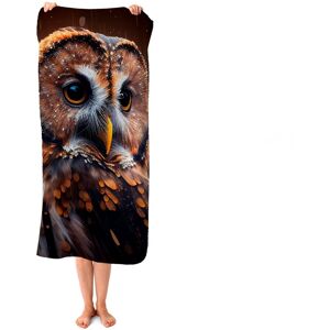 WRT Ltd Tawny Owl Face Splashart Dark Background Beach Towel WRT Ltd Tawny Owl Face Splashart Dark Background Beach Towel