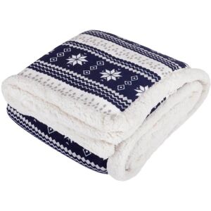 XS-Stock.com Ltd Luxury Double Layer Snowflake Sherpa Lined Fleece Blanket Sofa Bed Throw - Navy - 130X160cm XS-Stock.com Ltd Luxury Double Layer Snowflake Sherpa Lined Fleece Blanket Sofa Bed Throw - Navy - 130X160cm