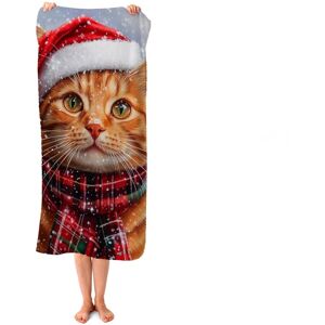 WRT Ltd Christmas Ginger Shorthair Cat Beach Towel WRT Ltd Christmas Ginger Shorthair Cat Beach Towel
