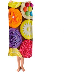 WRT Ltd Bright Colourful Cupcakes Beach Towel WRT Ltd Bright Colourful Cupcakes Beach Towel