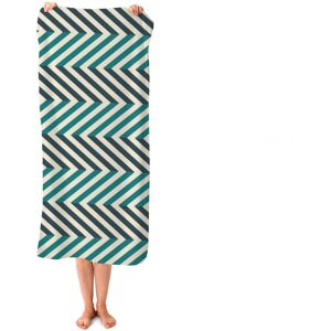 WRT Ltd Geometric Herringbone Chevron Blues Beach Towel WRT Ltd Geometric Herringbone Chevron Blues Beach Towel