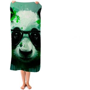 WRT Ltd Panda With Glasses, Green Splashart Beach Towel WRT Ltd Panda With Glasses, Green Splashart Beach Towel