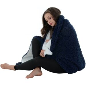 XS-Stock.com Ltd Double Layer Sherpa Super Soft Fleece Blanket Home Sofa Bed Throw - Navy - 130 x 150cm XS-Stock.com Ltd Double Layer Sherpa Super Soft Fleece Blanket Home Sofa Bed Throw - Navy - 130 x 150cm