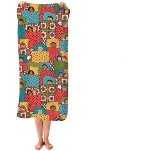 WRT Ltd Hand Drawn Sleeping Doodle Faces Beach Towel WRT Ltd Hand Drawn Sleeping Doodle Faces Beach Towel
