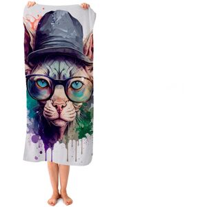 WRT Ltd Sphynx Cat Face Splashart Beach Towel WRT Ltd Sphynx Cat Face Splashart Beach Towel