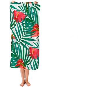 WRT Ltd Tropical Flowers And Palm Leaves Beach Towel WRT Ltd Tropical Flowers And Palm Leaves Beach Towel