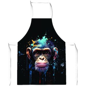 WRT Ltd Monkey Face Splashart with Blue Apron - Children WRT Ltd Monkey Face Splashart with Blue Apron - Children