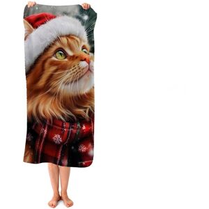 WRT Ltd Snowy Christmas Ginger Cat Beach Towel WRT Ltd Snowy Christmas Ginger Cat Beach Towel