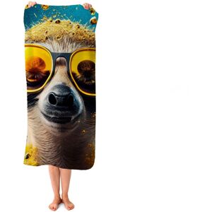 WRT Ltd Meerkat With Golden Glasses Splashart Beach Towel WRT Ltd Meerkat With Golden Glasses Splashart Beach Towel