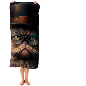 WRT Ltd Persian Cat With Glasses Splashart Beach Towel WRT Ltd Persian Cat With Glasses Splashart Beach Towel
