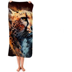 WRT Ltd Cheetah Face Splashart Dark Background Beach Towel WRT Ltd Cheetah Face Splashart Dark Background Beach Towel
