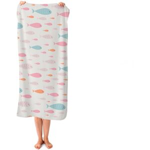 WRT Ltd Hand Drawn Swimming Fish Beach Towel WRT Ltd Hand Drawn Swimming Fish Beach Towel