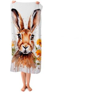 WRT Ltd Watercolour Hare and Daisies Beach Towel WRT Ltd Watercolour Hare and Daisies Beach Towel