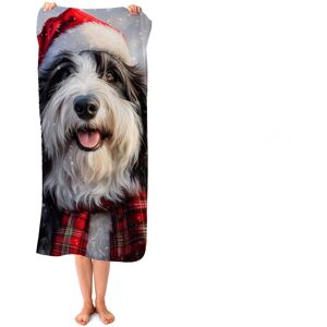 WRT Ltd Christmas Bearded Collie Beach Towel WRT Ltd Christmas Bearded Collie Beach Towel