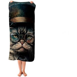 WRT Ltd Selkirk Rex Cat With Glasses Splashart Beach Towel WRT Ltd Selkirk Rex Cat With Glasses Splashart Beach Towel