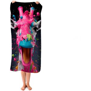 WRT Ltd Splashart Giraffe Face Pink Beach Towel WRT Ltd Splashart Giraffe Face Pink Beach Towel