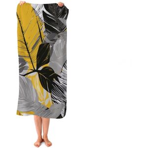 WRT Ltd Grey Yellow Floral Leaves Beach Towel WRT Ltd Grey Yellow Floral Leaves Beach Towel