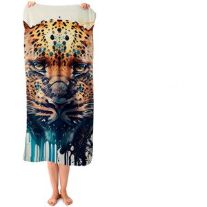 WRT Ltd Leapoard Face Splashart, Light Background Beach Towel WRT Ltd Leapoard Face Splashart, Light Background Beach Towel