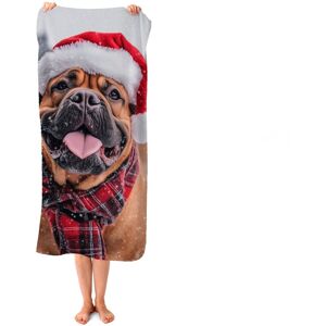 WRT Ltd Snowy Christmas Bullmastiff Beach Towel WRT Ltd Snowy Christmas Bullmastiff Beach Towel