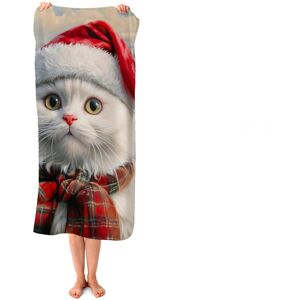 WRT Ltd Christmas White Cat Beach Towel WRT Ltd Christmas White Cat Beach Towel