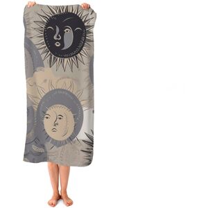 WRT Ltd Grey Black Abstract Moon and Sun Beach Towel WRT Ltd Grey Black Abstract Moon and Sun Beach Towel