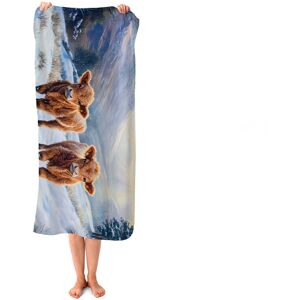 WRT Ltd Due Of Baby Highland Cows Beach Towel WRT Ltd Due Of Baby Highland Cows Beach Towel