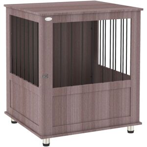 MHSTAR UK LTD PawHut Dog Crate Furniture End Table, Pet Kennel for Small Dogs with Magnetic Door Indoor Animal Cage, Grey, 60 x 55 x 70 cm, Purple