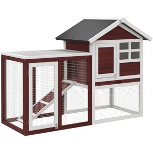 MHSTAR UK LTD PawHut 122cm Wooden Rabbit Hutch Bunny Cage Pet House with Tray Ladder Run