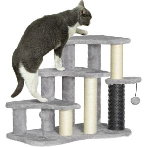 MHSTAR UK LTD PawHut 50cm Cat Tree for Indoor Cats, 2 in 1 Cat Tower 3 Steps Dog Pet Stairs Cat Climber Ladder for Bed, Sofa, Couch, with Scratching Posts, Tickling